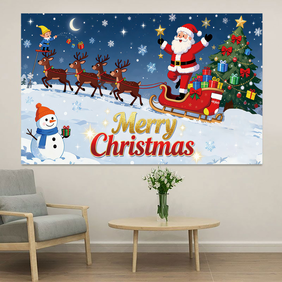 Snowflake Window Decal - 1 قطعة ملصق حائط لعربة سانتا