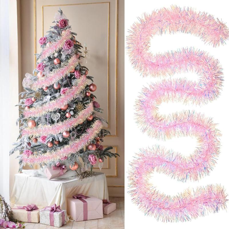 Tinsel Garland Decoration - 1/3/5 قطع من شرائط الزينة الوردية