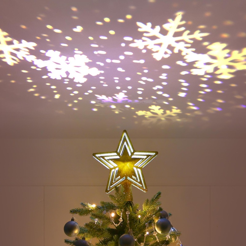 Star Tree Topper - LED شجرة الإسقاط توبر ستار الذهبي