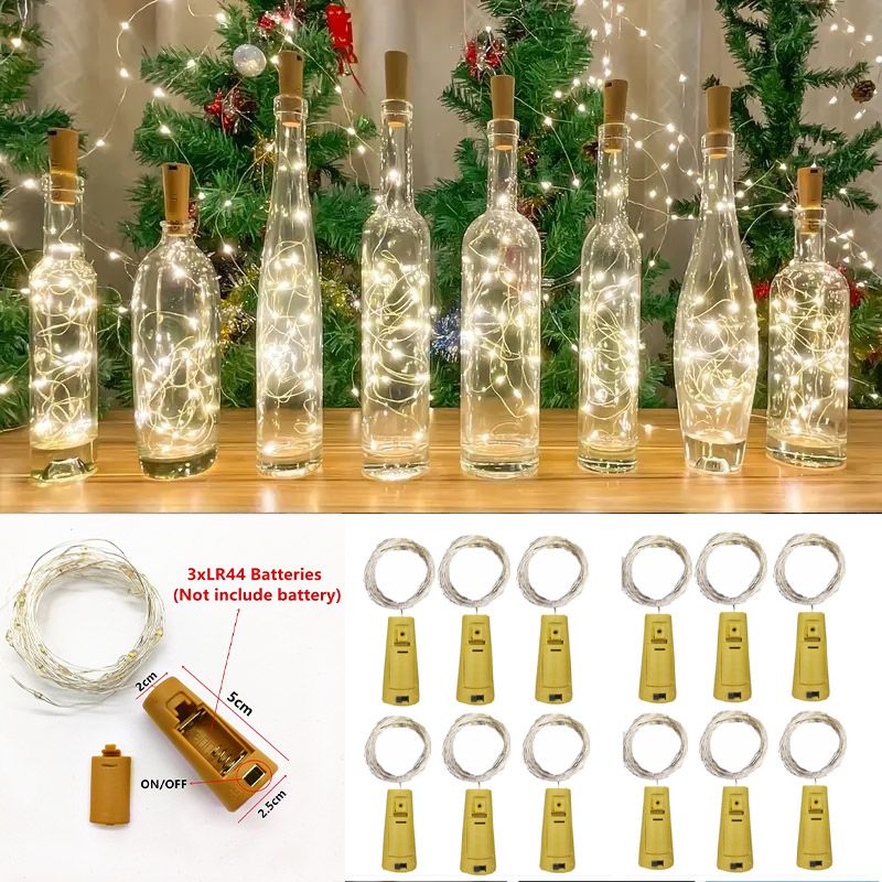 Led Fairy String Lights - 6 قطعة 20led زجاجة النبيذ مع