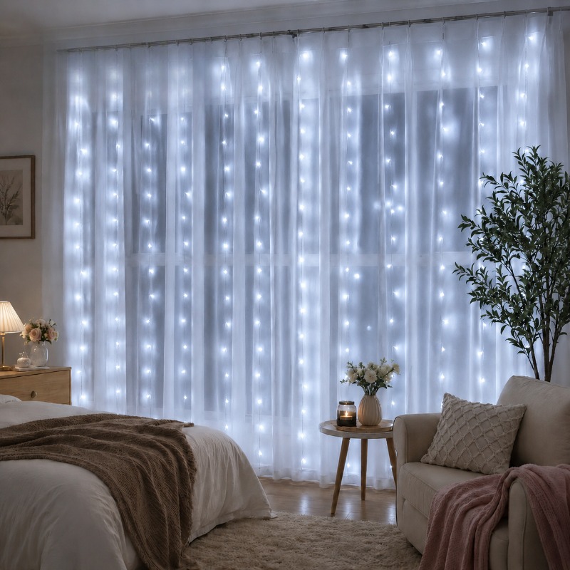 Led Fairy String Lights - أضواء ستائر LED بطول 3/4/6 متر،