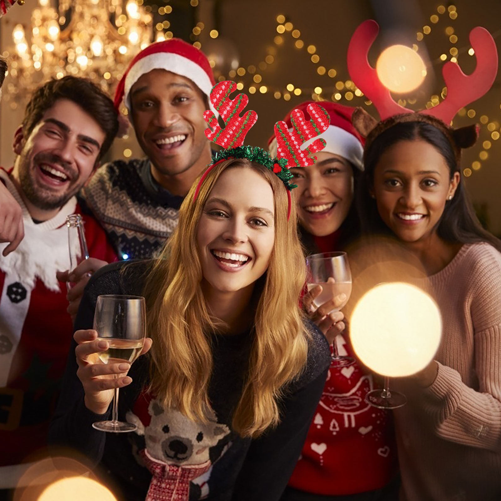 Reindeer Antlers Headband - عصابة رأس بقرون الرنة لعيد الميلاد،