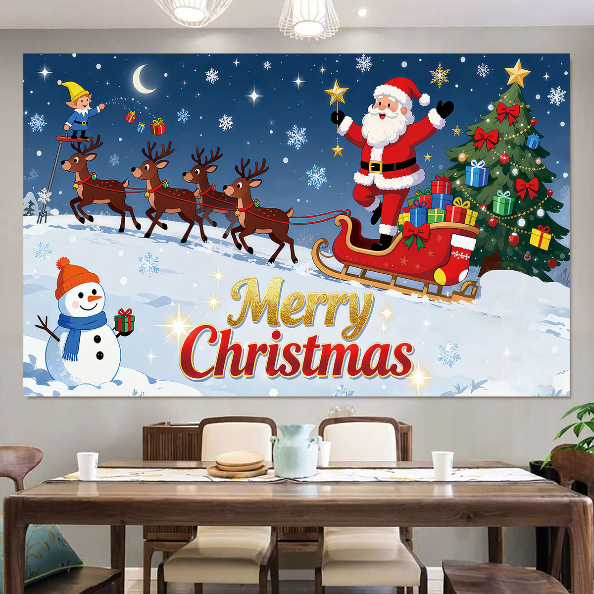 1 قطعة ملصق حائط لعربة سانتا ك - مراجعة Snowflake Window Decal وسعره