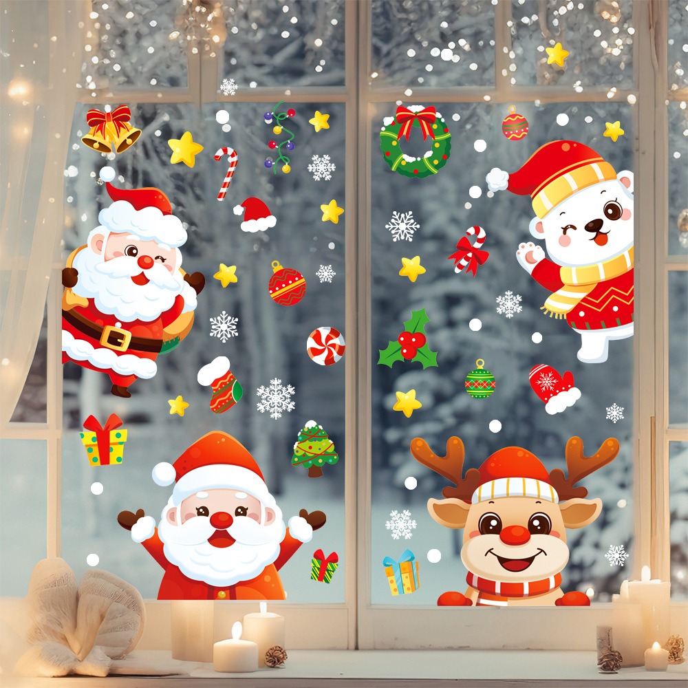 الكرتون عيد الميلاد سانتا كلوز - مراجعة Snowflake Window Decal وسعره