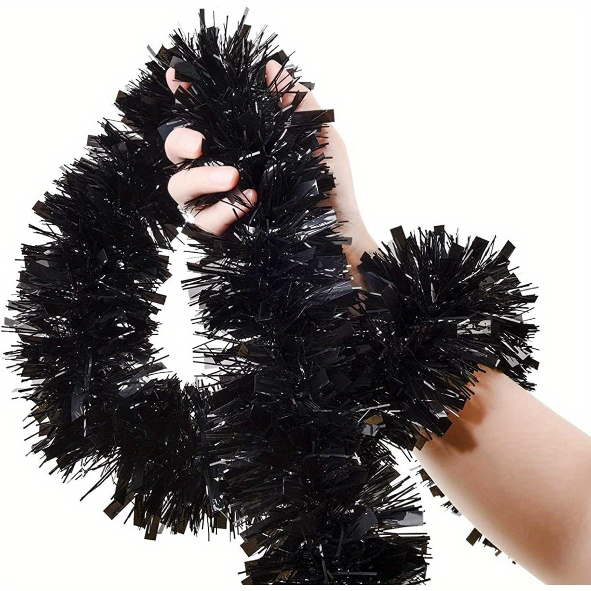 1 قطعة إكليل أسود لامع معدني ل - مراجعة Tinsel Garland Decoration وسعره